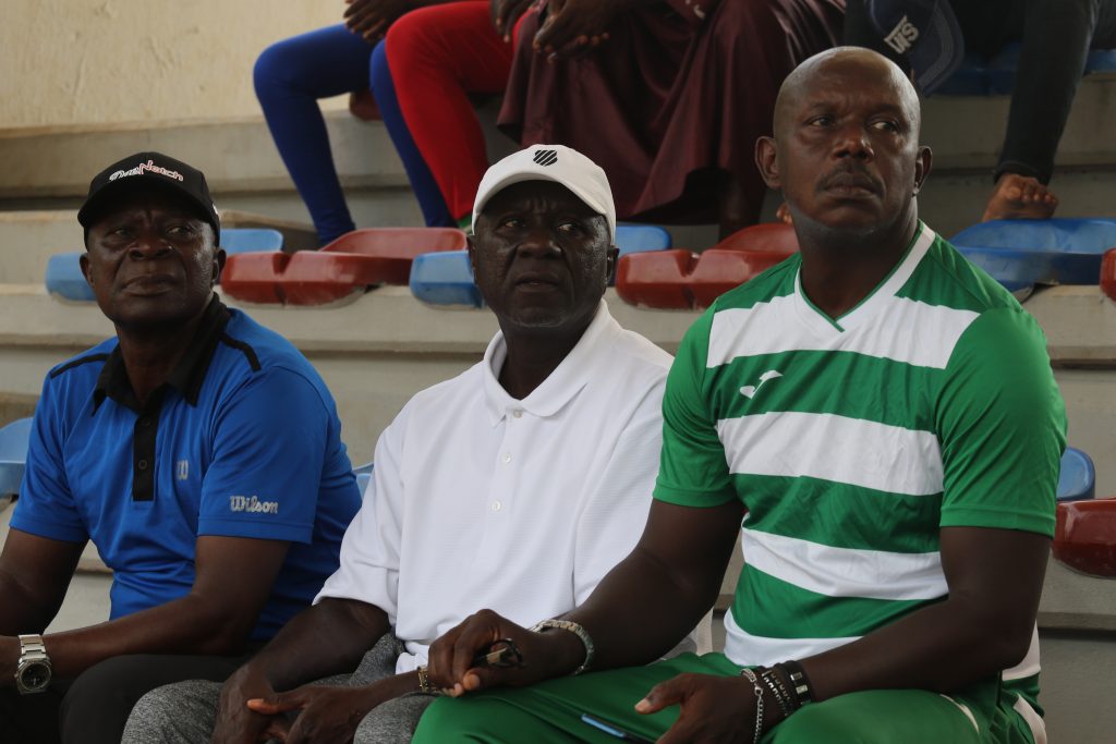 Coach Ubale flanked by Coaches Akinloye and Benson